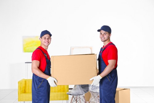 Packing boxes for a home move in Colliers Wood