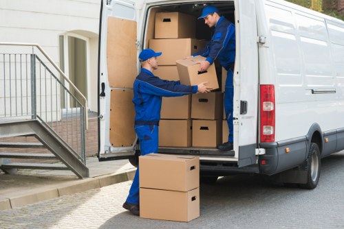 Man and van vehicle and moving service illustration